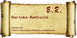 Barinka Radiszló névjegykártya